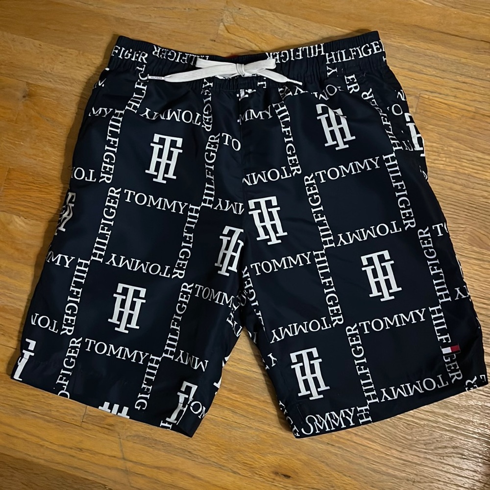 Like new Men’s, Tommy Hilfiger swimsuit, bathing suit size XS Blue White Red